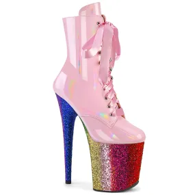 8 Inch Heel FLAMINGO-1020HG Baby Pink Holo Patent