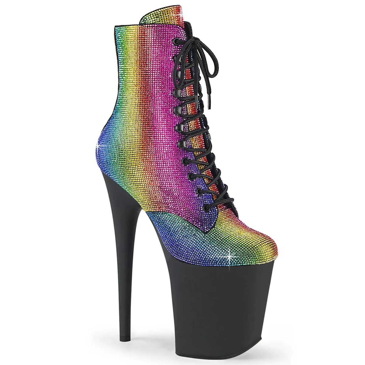 8 Inch Heel FLAMINGO-1020RS Rainbow Rhinestone