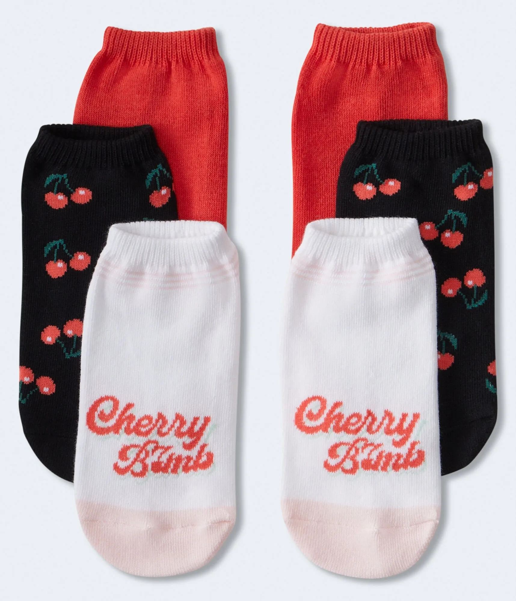 Aeropostale Womens' Cherry Bomb Ankle Sock 3-Pack - White - Size One Size - Cotton - Teen Fashion & Clothing Bleach