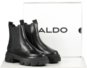 Aldo Bigtrek Chunky Flat Ankle Boots In Black Leather BNIB UK 6 EU 39 👠