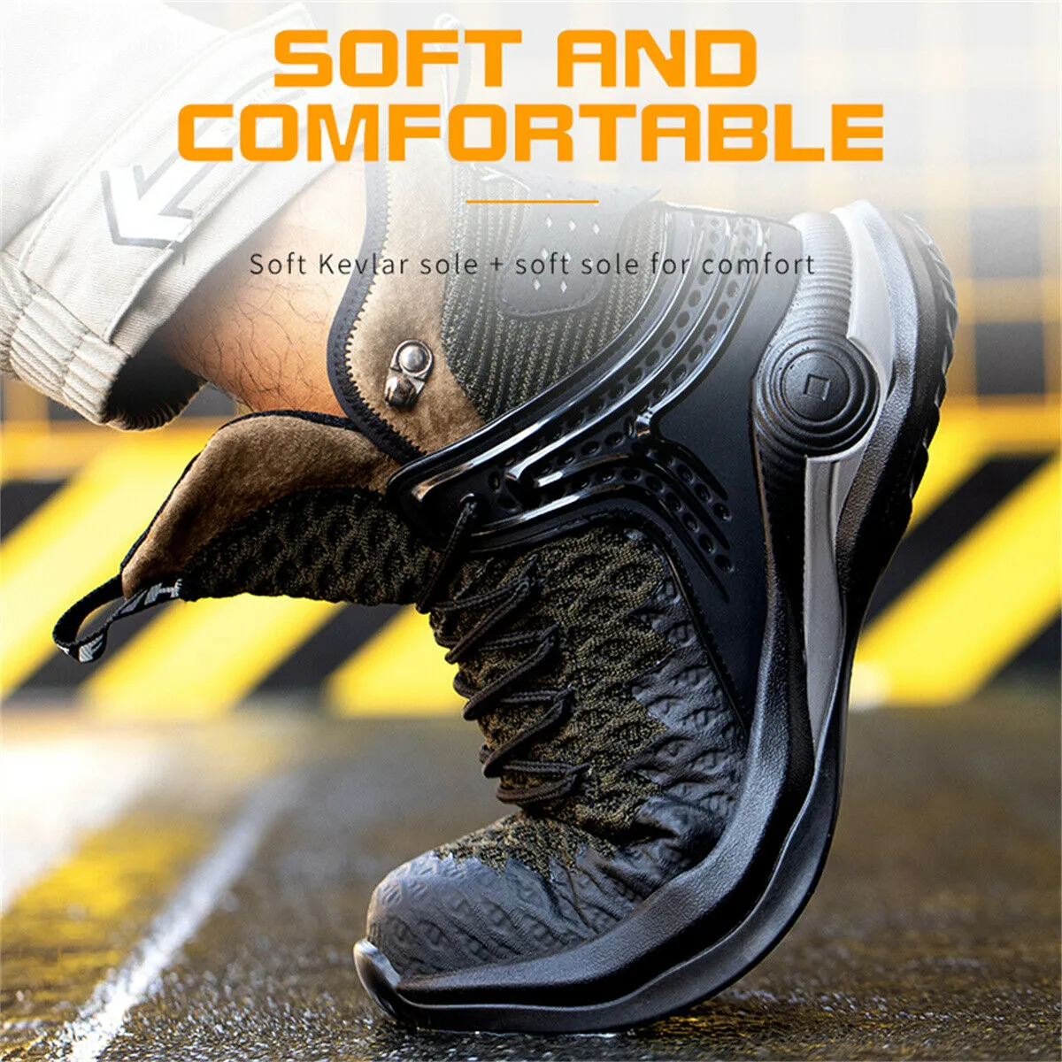 Ankle High Safety Shoes for Men Steel Toe Anti-Pierce Reflective Industrial Shoe