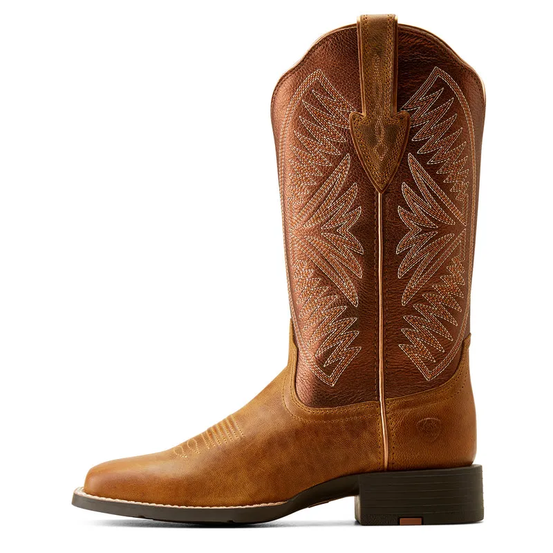 'Ariat' Women's 12 Round Up Ruidoso Western Square Toe - Pearl / Burnished Chestnut