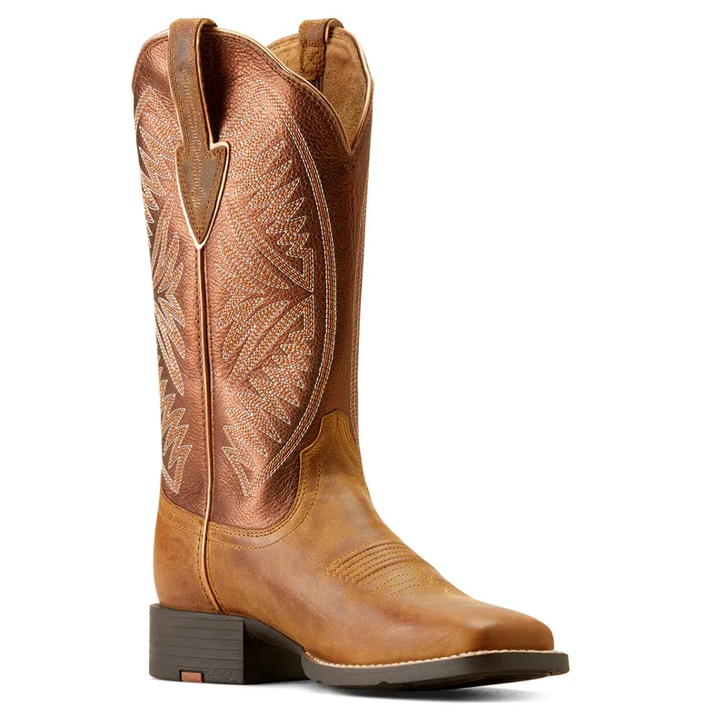 'Ariat' Women's 12 Round Up Ruidoso Western Square Toe - Pearl / Burnished Chestnut