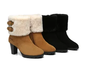 AUSTRALIAN SHEPHERD® UGG Women Shearling Zipper Heel Fashion Boots Candice