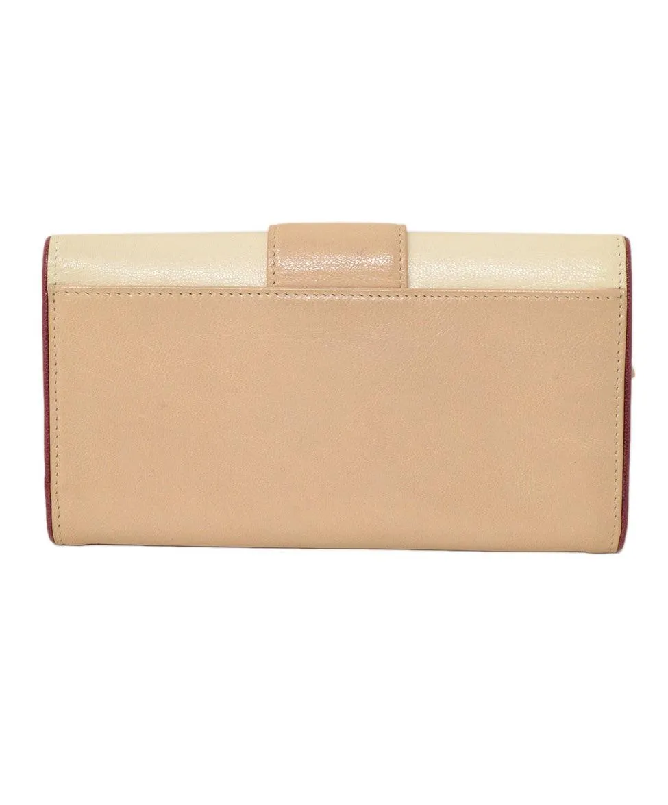 Balenciaga Beige & Burgundy Leather Wallet