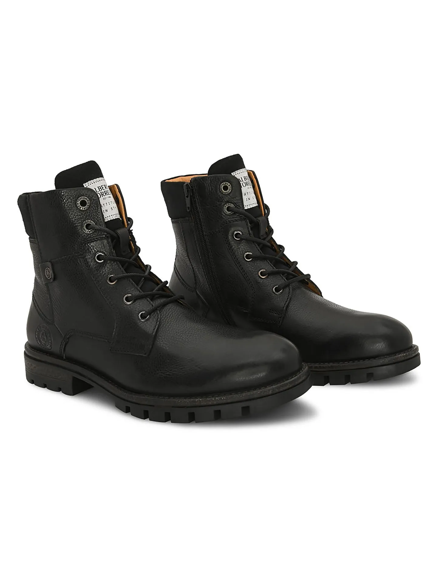 Black Leather Lace Up Boots