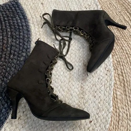 Cowboy (Dark Green Suede High Heel Boots )