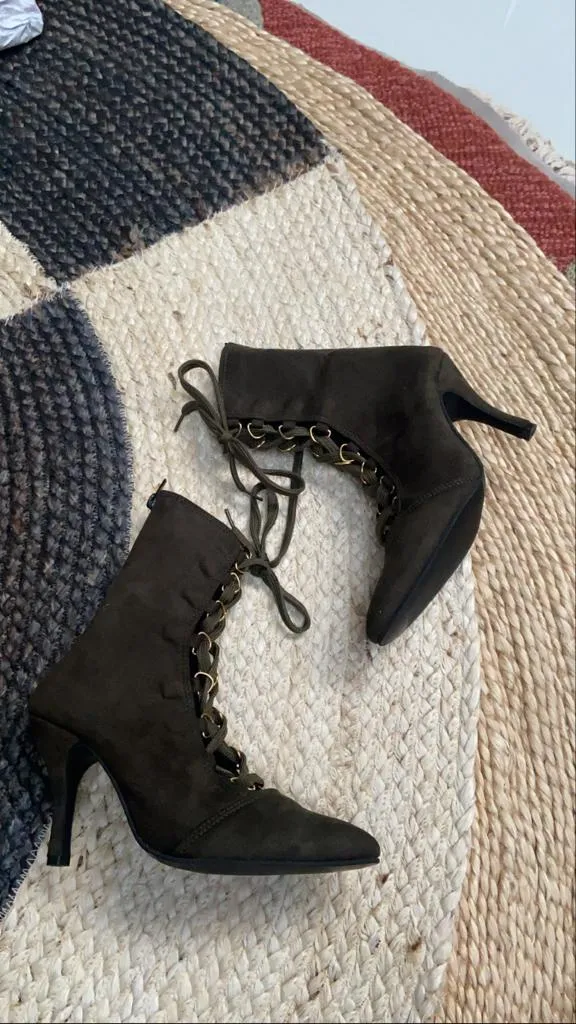 Cowboy (Dark Green Suede High Heel Boots )