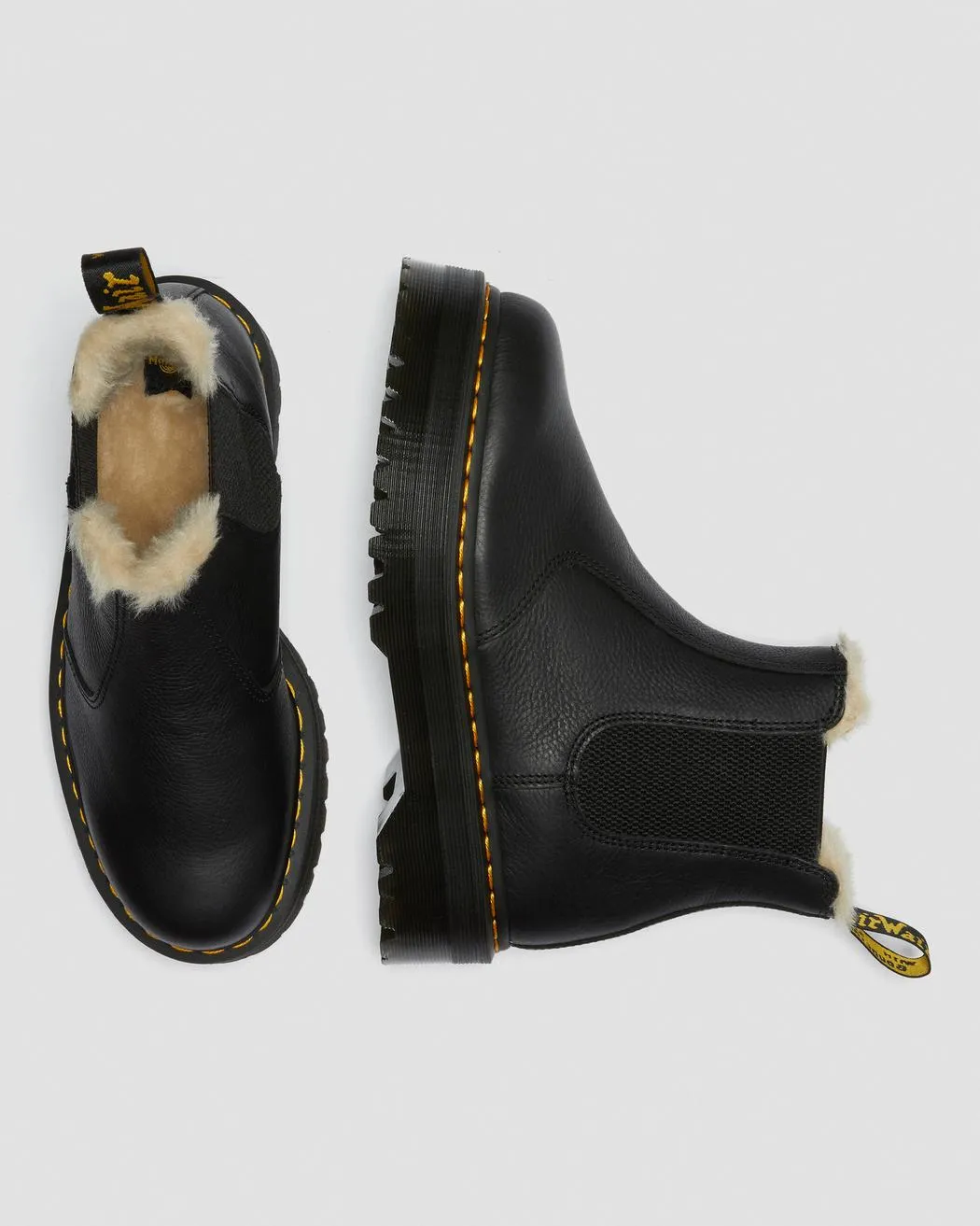 Dr Martens - 2676 Quad Faux Fur Platform Chelsea Boots Black Pisa 25635001