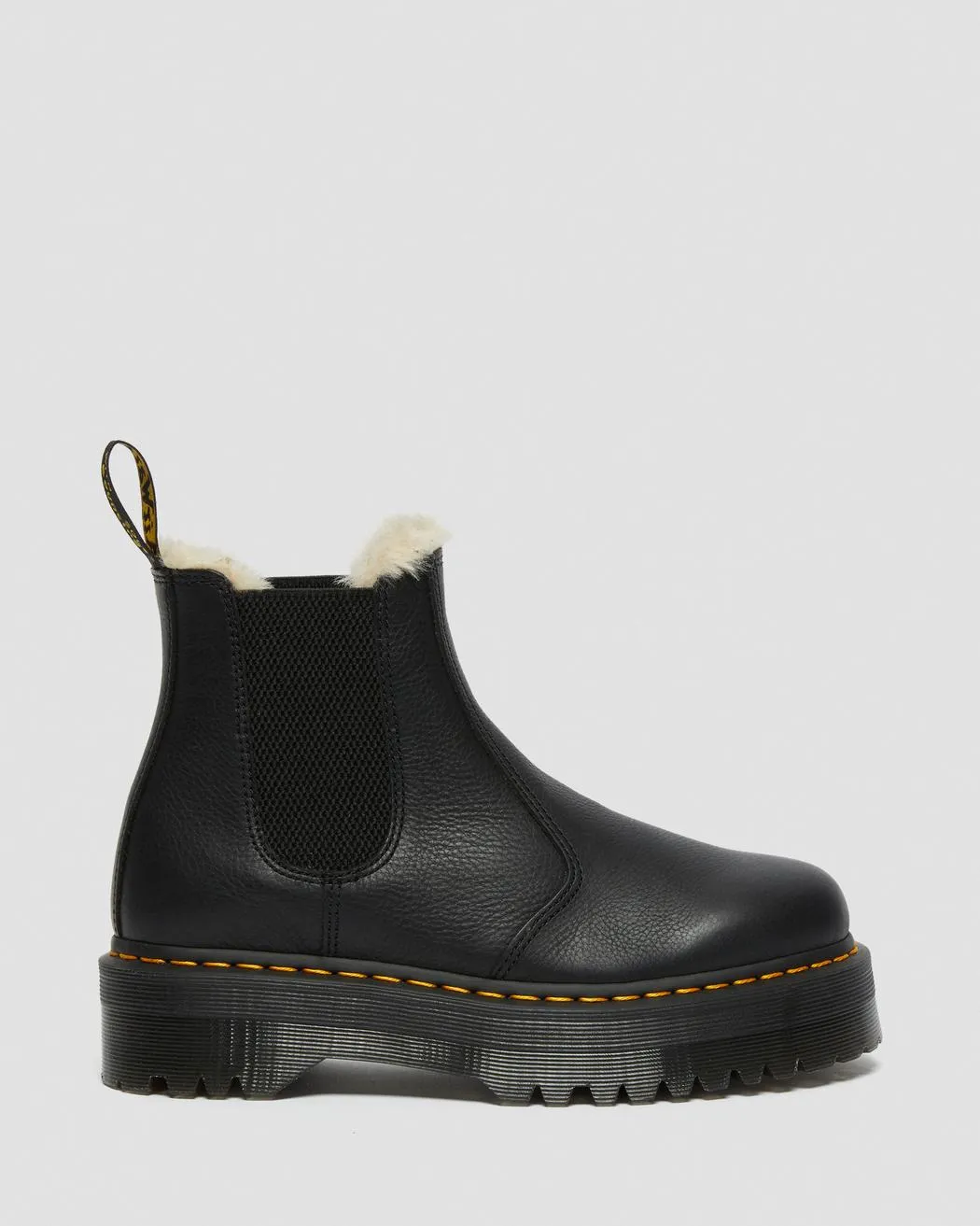 Dr Martens - 2676 Quad Faux Fur Platform Chelsea Boots Black Pisa 25635001