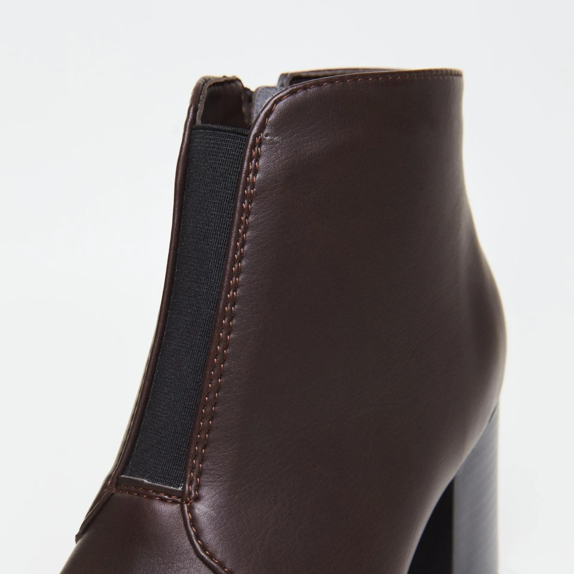 Hana Vegan Leather Heeled Ankle Boots | Chocolate