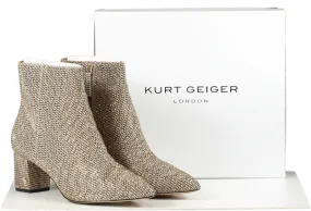 Kurt Geiger Beige Burlington Houndstooth-print Woven Ankle Boots BNIB UK 8 EU 41 👠