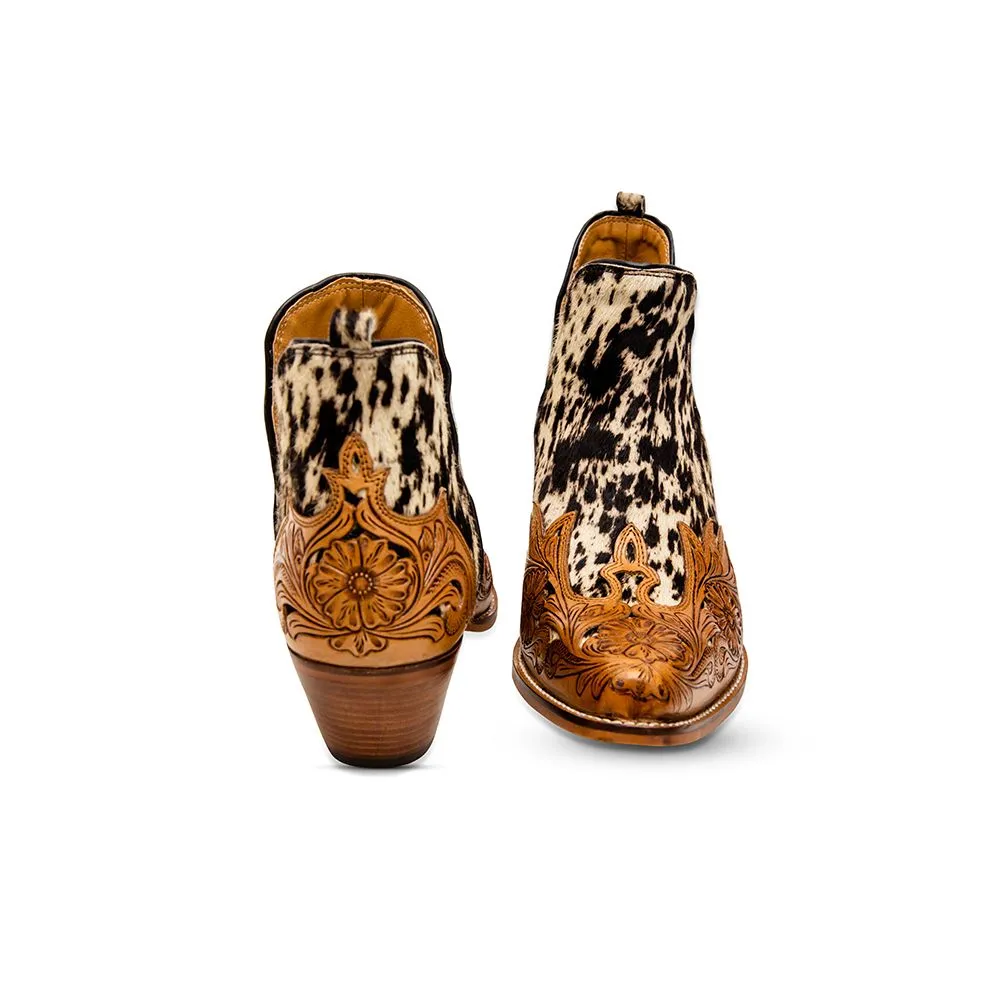 Myra Bag West Street Western Hand-Tooled Leather Booties Boots