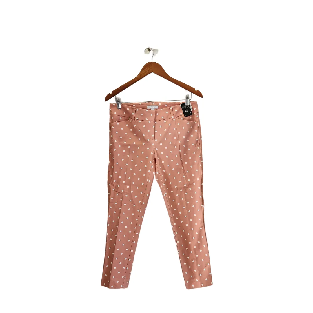 New York & Company 'The Audrey' Pink and White Polka Dot Slim-leg Ankle Pants | Brand New|