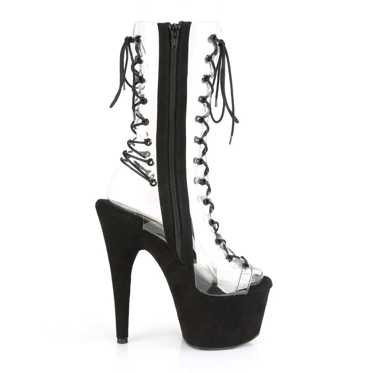 Pleaser Adore-700-60FS-Clear/Black-Size 5-Clearance