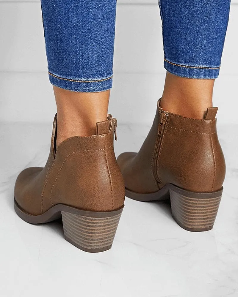 Retro Zipper Ankle Boots