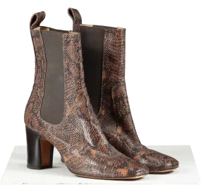 Rouje Brown Snake Print Ankle Boots UK 8 EU 41 👠