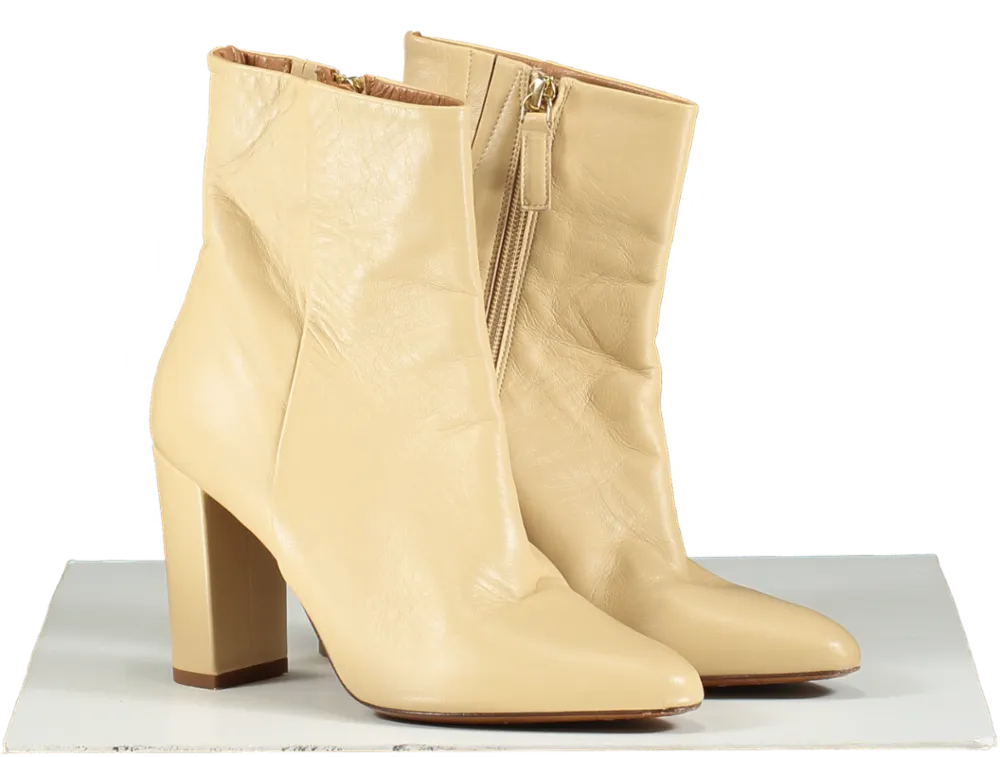 Sezane Beige Leather Ankle Boots UK 6