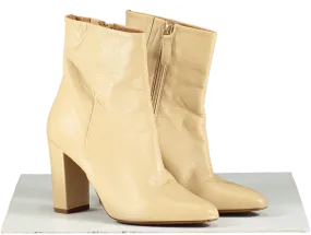 Sezane Beige Leather Ankle Boots UK 6