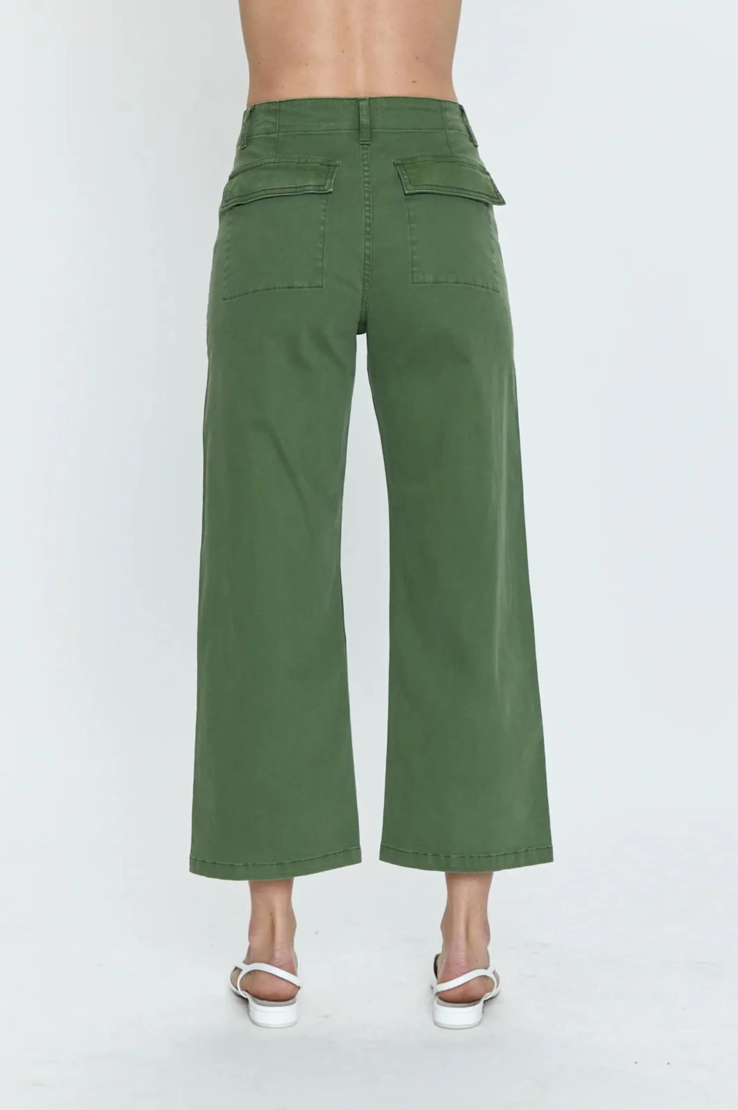 Sophia Wide Leg Utility Ankle- Basil