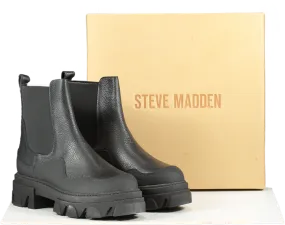 STEVE MADDEN Black  Leather Chunky Ankle Boots Bnib UK 6 EU 39 👠