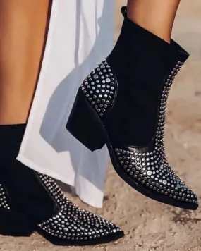 Studded Pointed Toe Boots