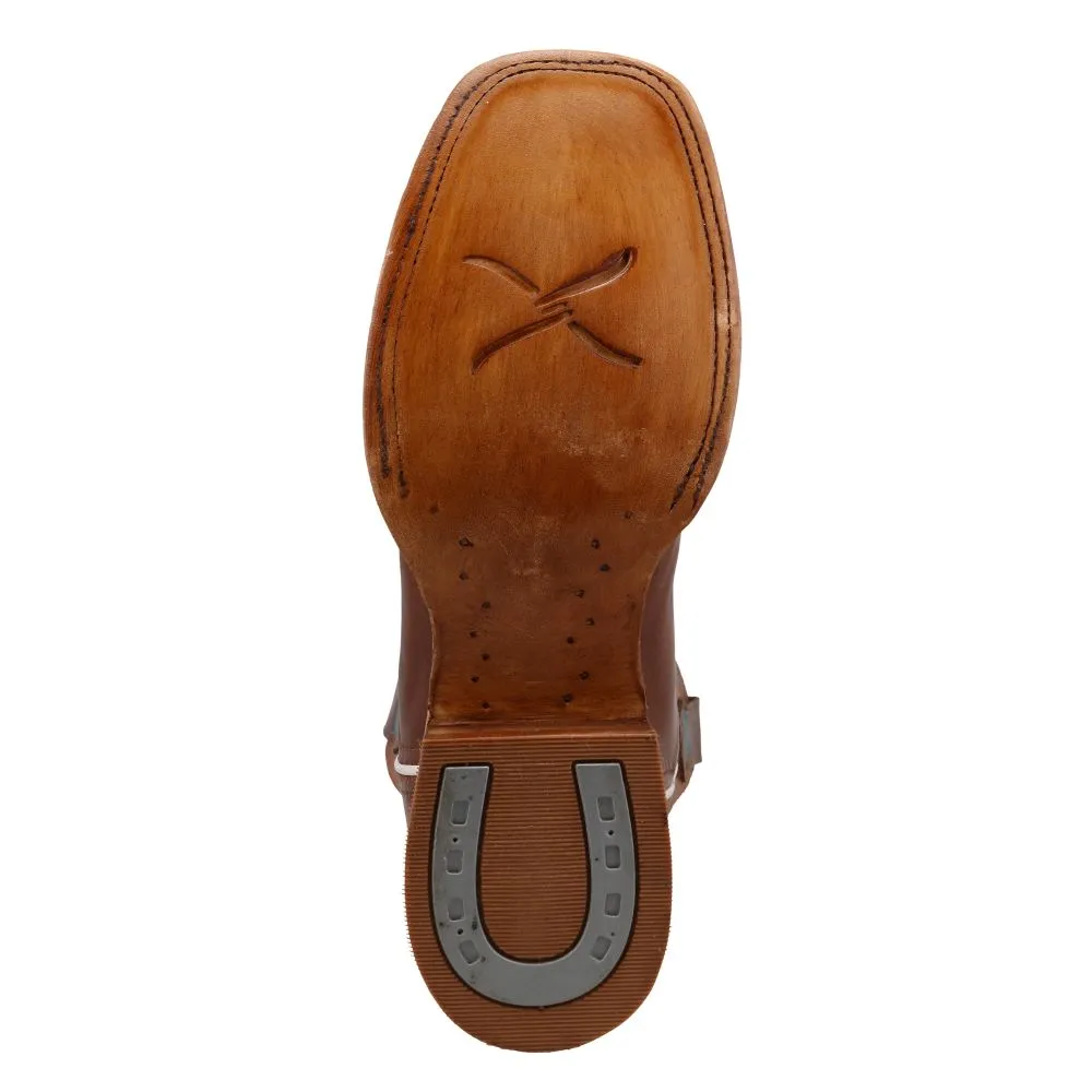 'Twisted X' Men's 12 Rancher Western Square Toe - Brunette & Pumpkin