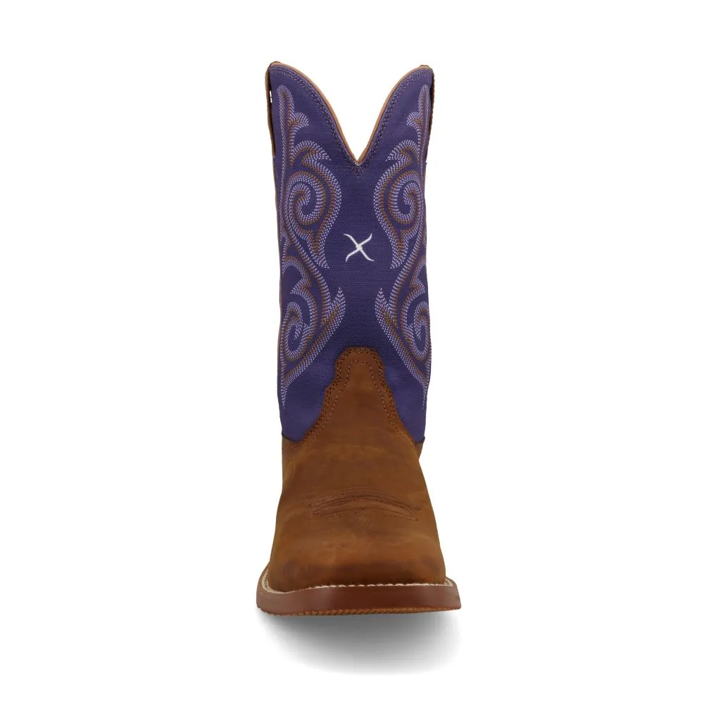 'Twisted X' Women's 11 Tech X Western Square Toe - Distressed Saddle / Iris