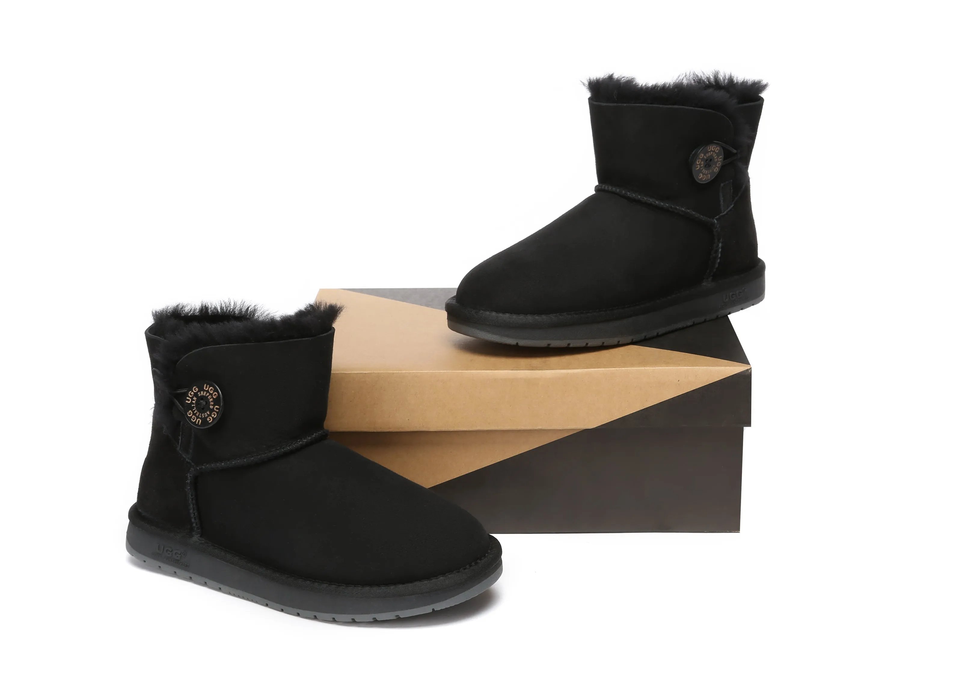 UGG Australian Shepherd Australia Premium Double Face Sheepskin Water Resistant Mini Button Boots