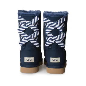 UGG Bailey Bow Diagonal Stripes Navy Boots - Women's