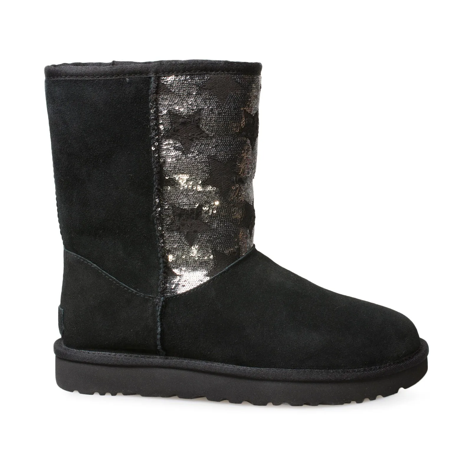 UGG Classic Short Sequin Stars Black Boots - Women's