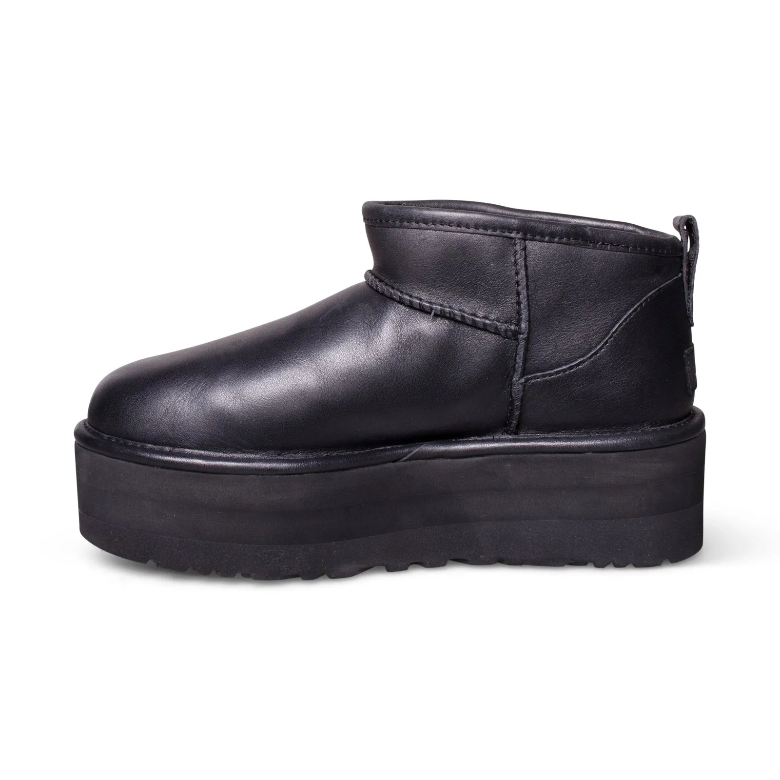 UGG Classic Ultra Mini Platform Leather Black Boots - Women's