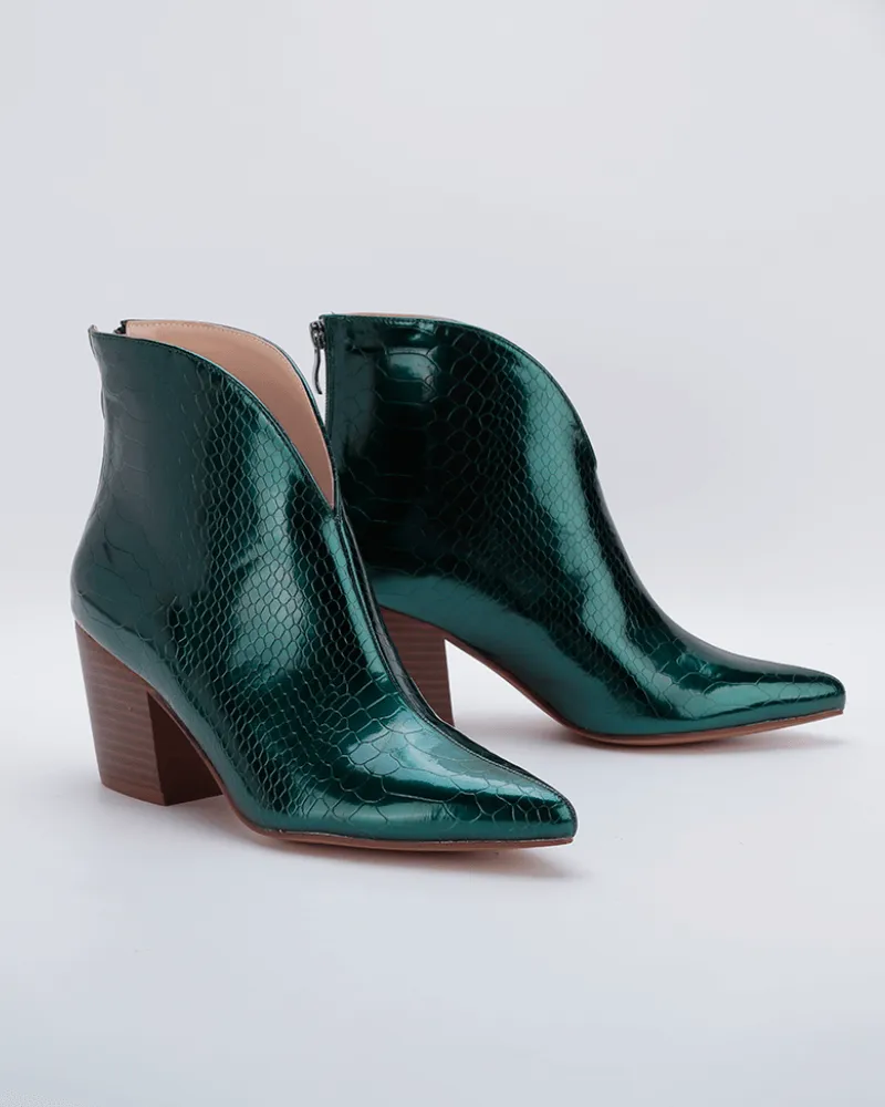 Web celebrity style Solid Color Zipper Chunky Heel Boots